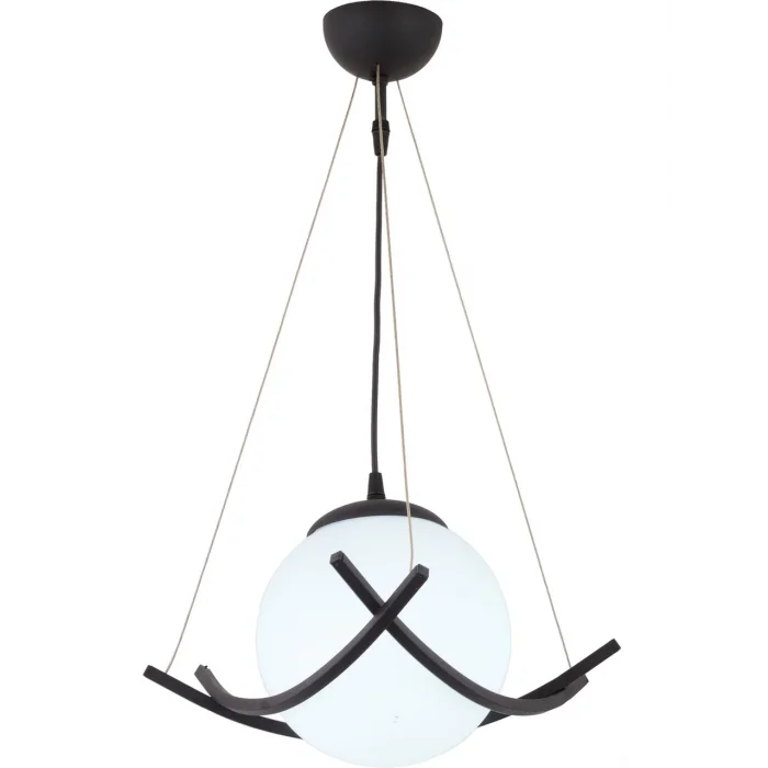 Modern Tekli Avize Opal Cam Siyah Metal Gövde