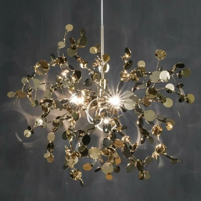 Modern Tekli Pullu Altın Renkli Sarkıt Avize