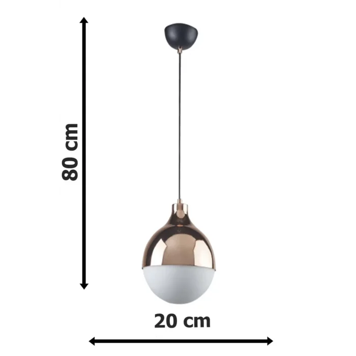 Modern Tekli Sarkıt Retro Bakır Renk Beyaz Camlı Hol Avize