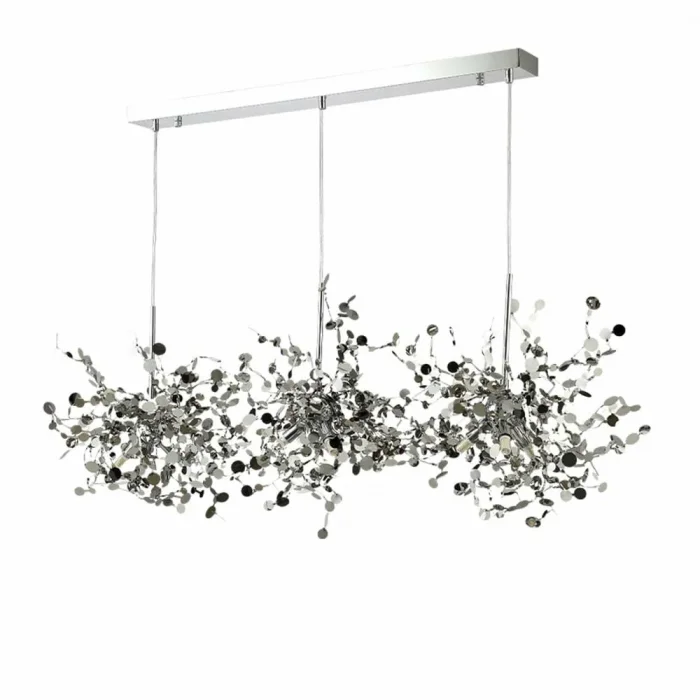 Modern Üçlü Pullu Gümüş Renkli Sarkıt Avize