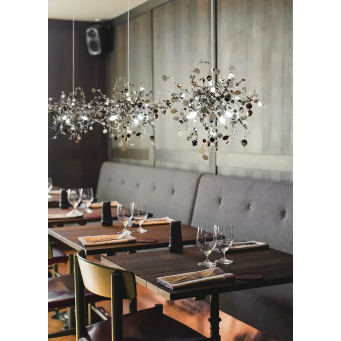 Modern Üçlü Pullu Gümüş Renkli Sarkıt Avize