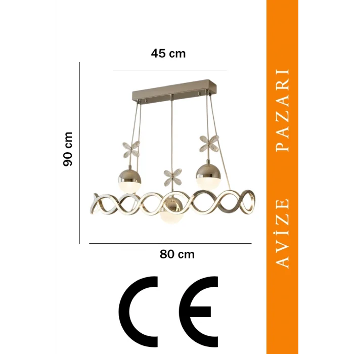 Neo Sarı Kaplama Sıralı 3 Toplu 3 Renk Modüllü Ledli Avize