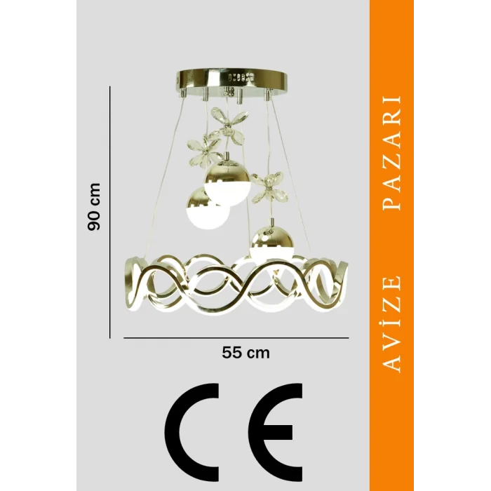 Neo Sarı Kaplama Yuvarlak 3 Toplu 3 Renk Modüllü Ledli Avize