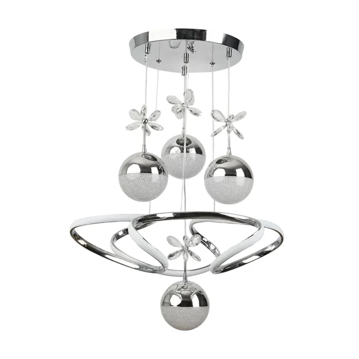 Burgu Krom 4 Toplu Işık Renkleri(beyaz, sarı, gün ışığı) Ledli Avize