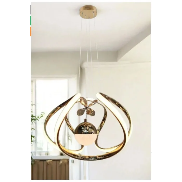 Nilüfer Tek Toplu Üç Renkli Gold Luxury Sarkıt Avize