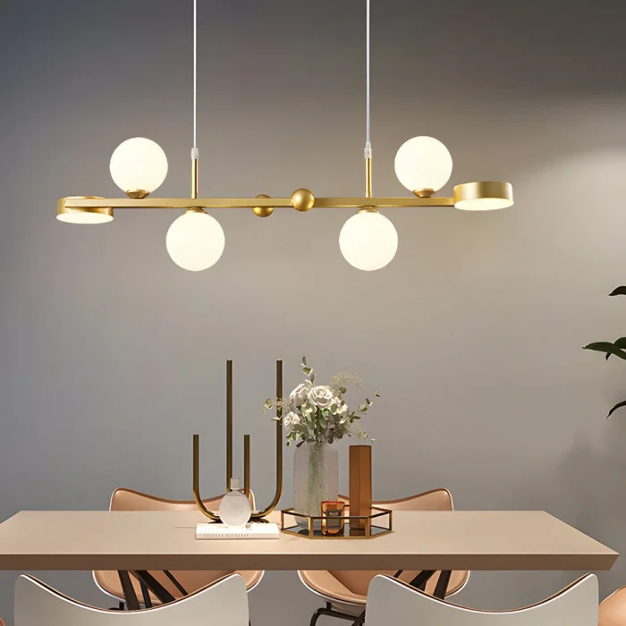 Now Buzlu Altın Opal Camlı Led Sarkıt Avize