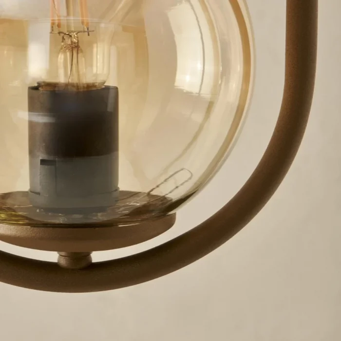 Camlı Eskitmeli Sarı Renkli Sarkıt Avize