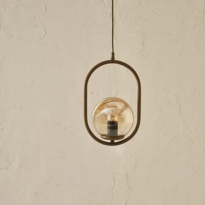 Camlı Eskitmeli Sarı Renkli Sarkıt Avize