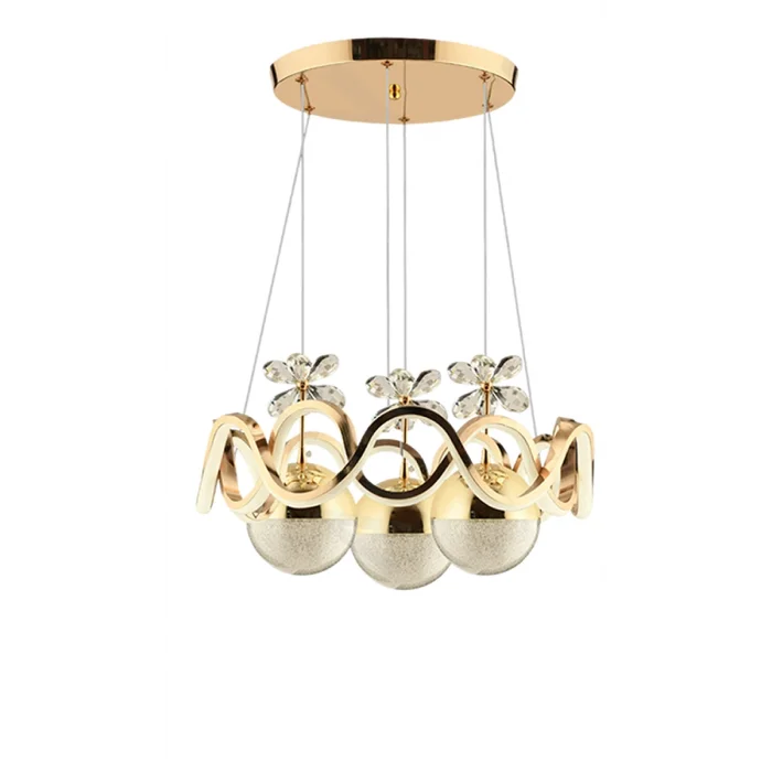 Orkide Gold Renkli 3lü Toplu 3 Renk Kumandalı Modern Ledli Avize