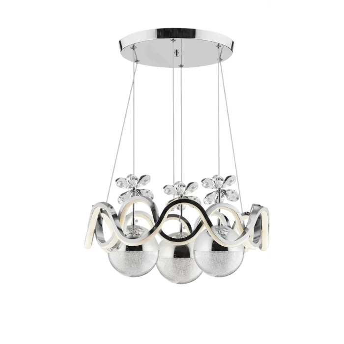 Orkide Krom Renkli 3lü Toplu 3 Renk Kumandalı Modern Ledli Avize