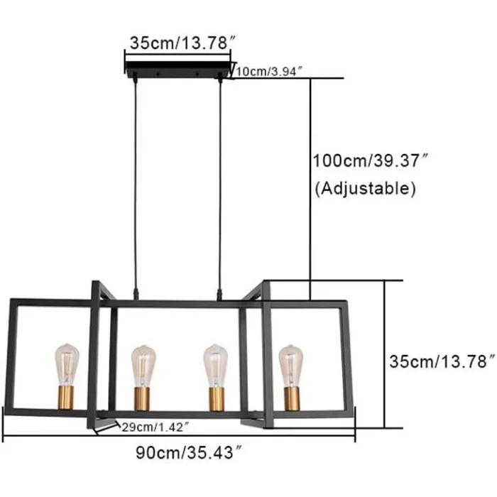 Farm 4lü Siyah Sarkıt Avize