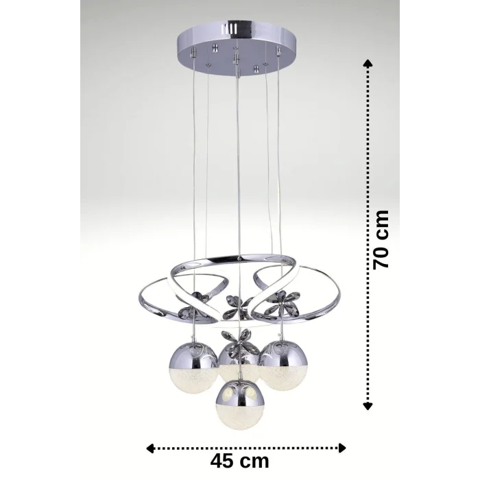 Papatya 3 Renk (Sarı Beyaz ve Gün Işığı) Krom Luxury Kumandalı Ledli Oturma Odası Avize