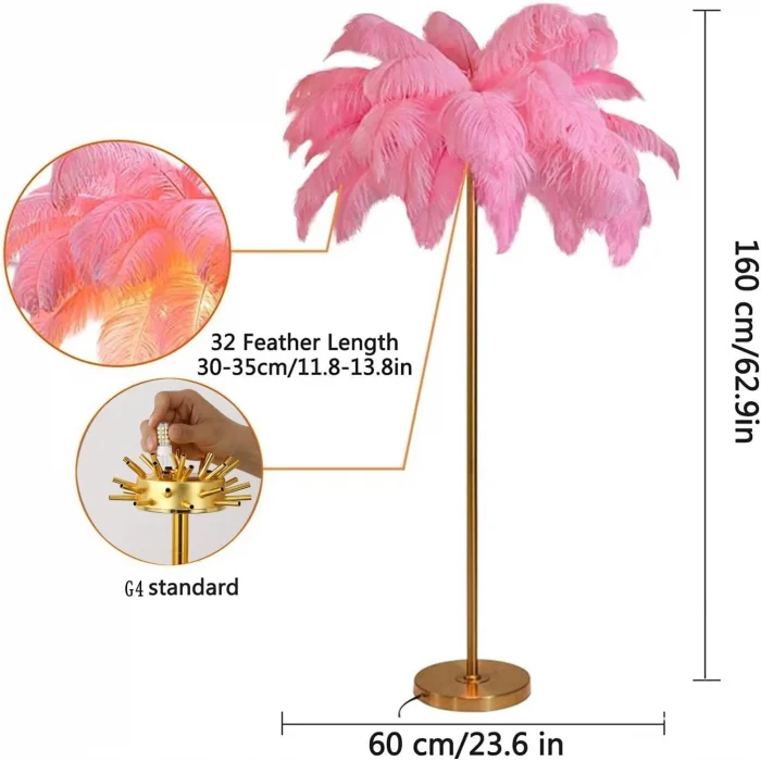 Pembe Deve Kuşu Tüyü Lambader