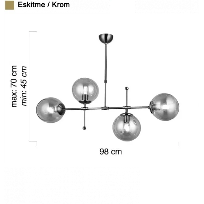 Polino 4lü Krom Sıralı Avize