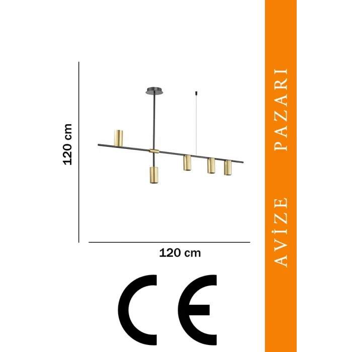 Portugal 5li Spotlu Sarkıt Led Avize 120 Cm 25 Watt