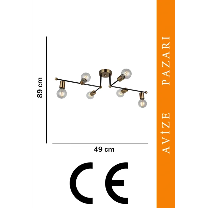 Rena Eskitme Siyah Plafonyer Altılı