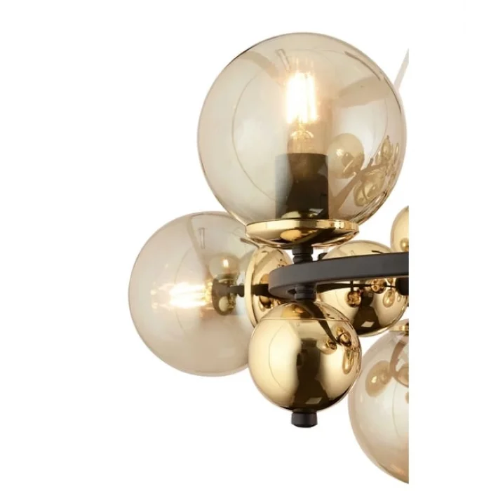 12Li Dikdörtgen Camlı Gold Modern Avize