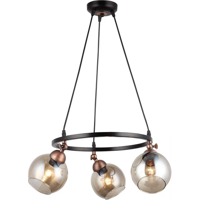 Serta 3lü Çemberli Siyah Bakır Avize