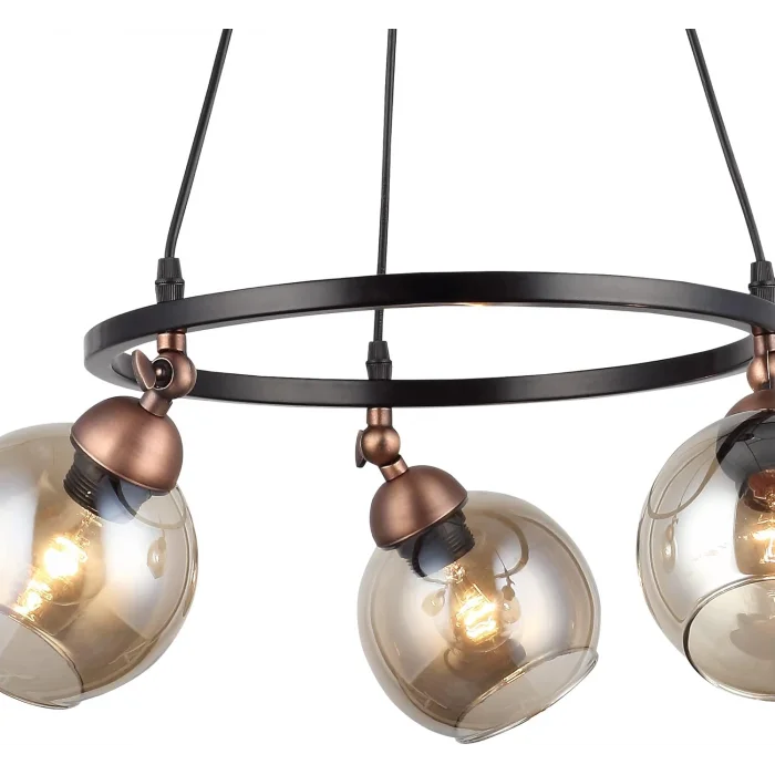 Serta 3lü Çemberli Siyah Bakır Avize