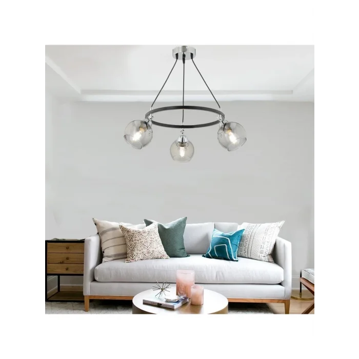 Flora 3lü Krom Modern Çemberli Avize