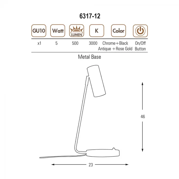 Siyah Modern Masa Lambası