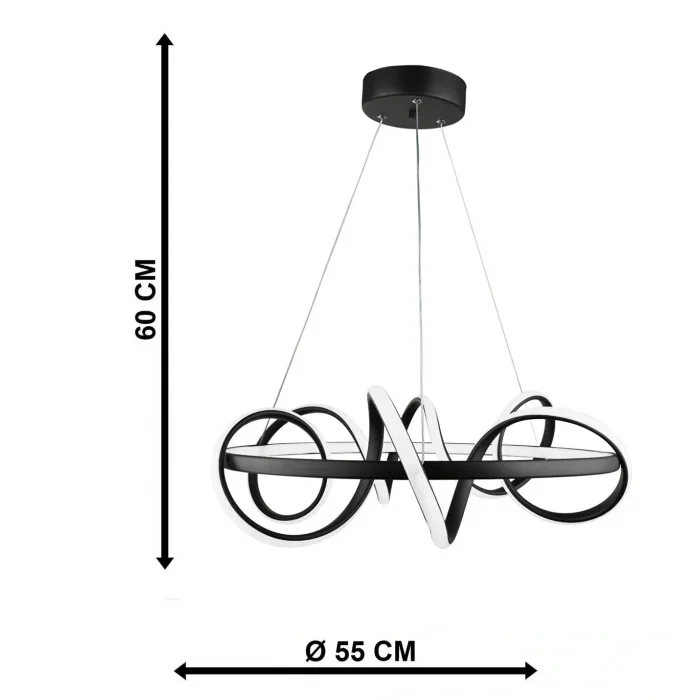 Space 3 Renk Ledli Avize Siyah