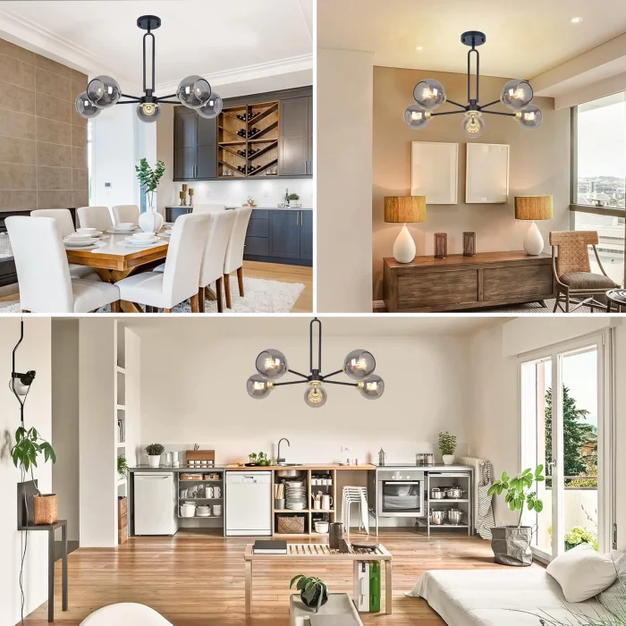 Globe Küre Siyah 5li Sarkıt Avize