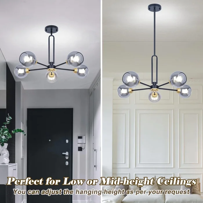 Globe Küre Siyah 5li Sarkıt Avize