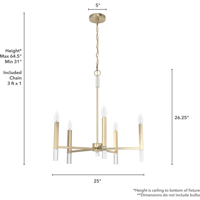 Sundo Altın 5li Sarkıt Avize
