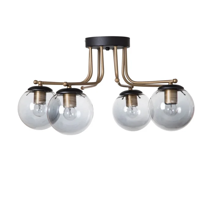 Dörtlü Siyah Camlı Eskitme Sarkıt Avize