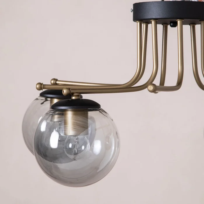 Dörtlü Siyah Camlı Eskitme Sarkıt Avize