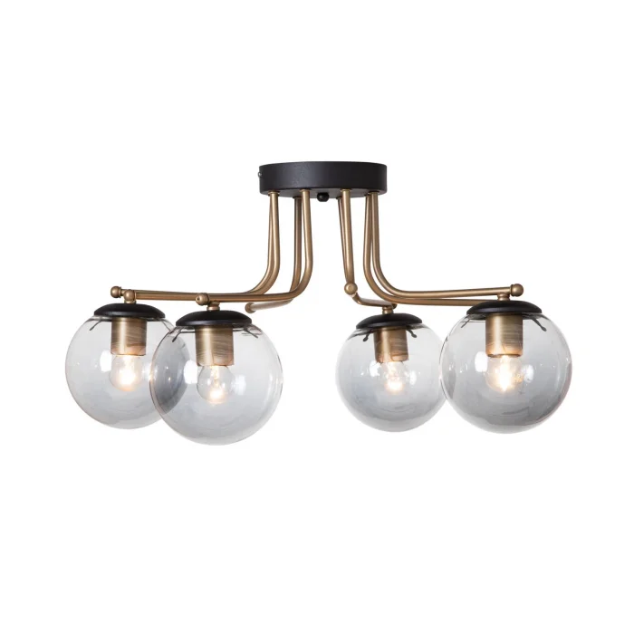 Dörtlü Siyah Camlı Eskitme Sarkıt Avize