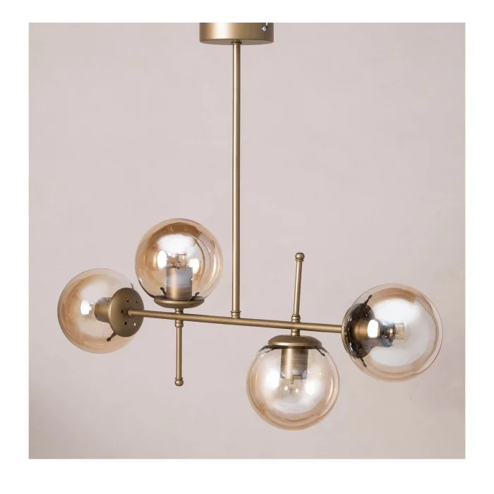 Dört Camlı Eskitme Sarkıt Avize