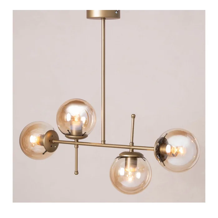 Dört Camlı Eskitme Sarkıt Avize