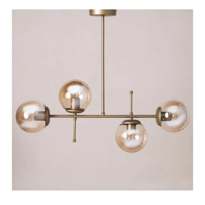 Dört Camlı Eskitme Sarkıt Avize