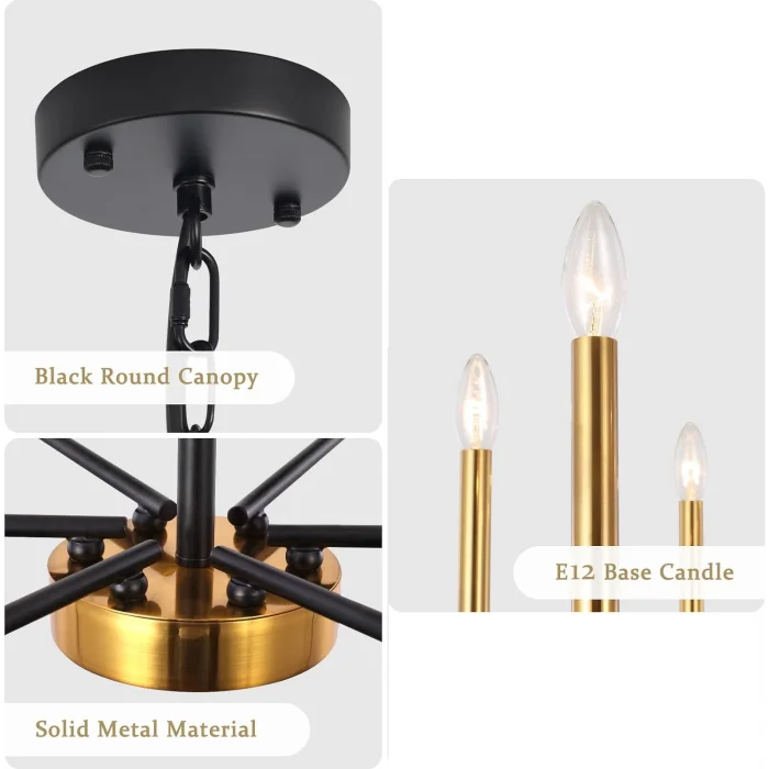 Wayli 6li Modern Mat Siyah Eskitme Avize