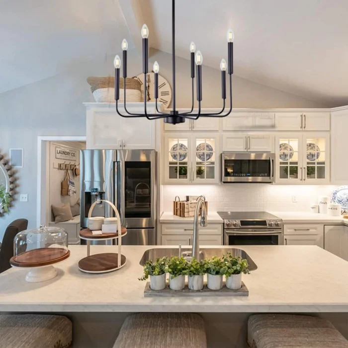 Wayli 8li Modern Siyah Avize