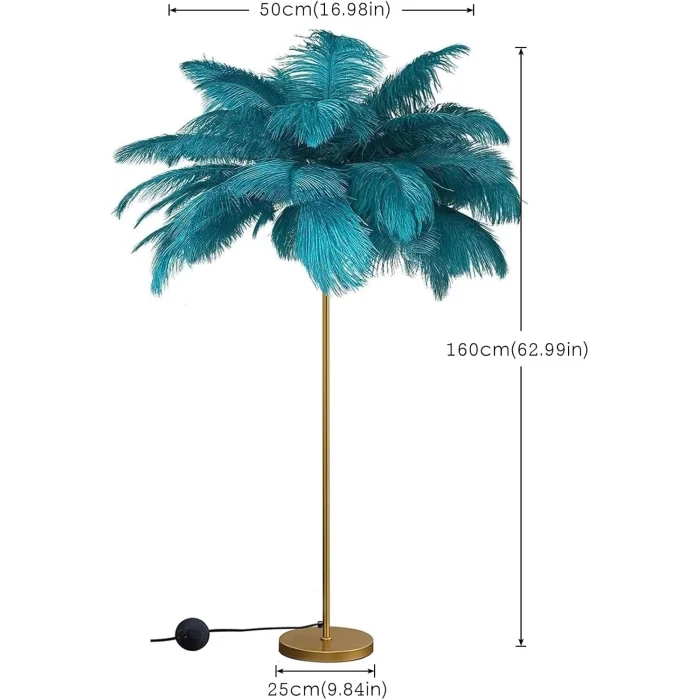 Yeşil Deve Kuşu Tüyü Lambader