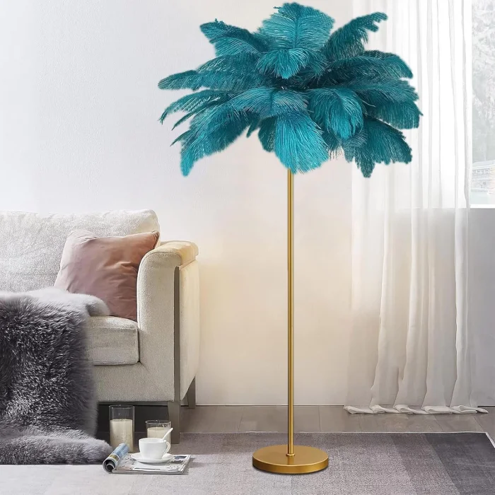 Yeşil Deve Kuşu Tüyü Lambader