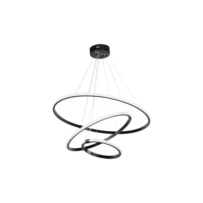 Yuvarlak Halka Siyah Renk Ledli Avize