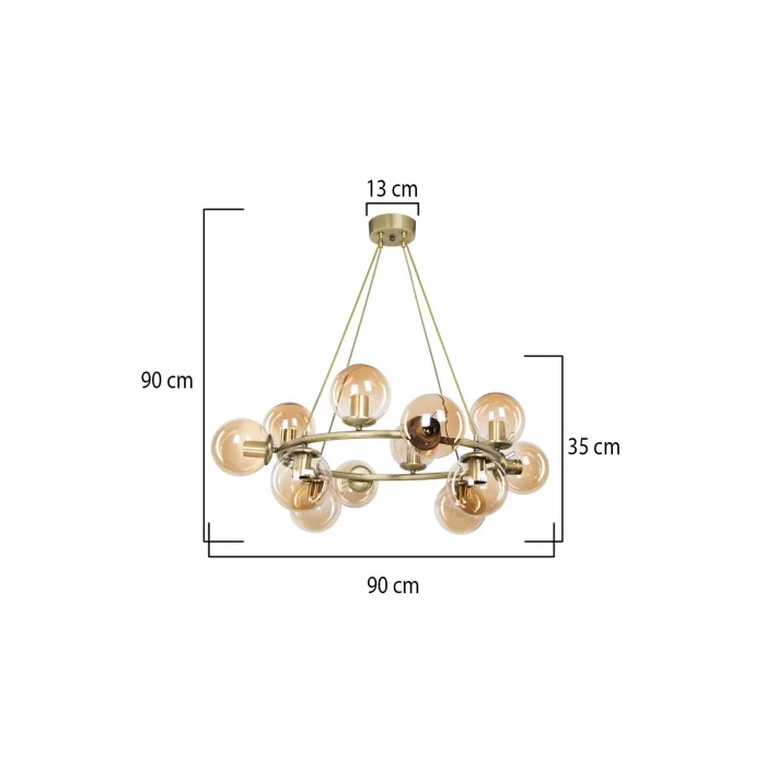 Yuvarlak Siyah Gold Modern Salon Avize