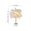 Masa Lambası Deve Kuşu Tüy Palmiye Beyaz Abajur