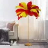 Sarı Kırmızı Deve Kuşu Tüyü Lambader