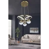 Hemera Modern Kumandalı Led Sarkıt Avize 3 Renk 4 Bölmeli Gold Kaplamalı Toplu Kelebek Taşlı