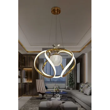 3 Renk Modern Sarkıt Toplu Dron Ledli Avize Nikelaj Gold Kaplama