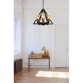 Prizma 6 lı Klasik Avize Siyah