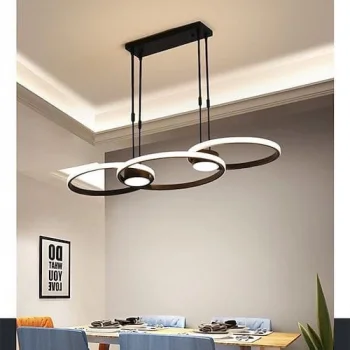 Spiral Led ve Spot ışıklı Avize Siyah