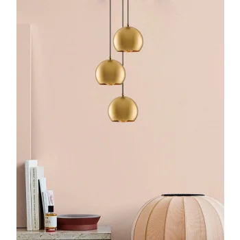 Bronz Üçlü Küre Sarkıt Avize Pirinç Renk