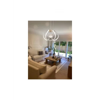 Kavis Modeli Mat Beyaz Tek Toplu 3 Renk Modüllü Ledli Avize