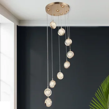 Dokuzlu Sarkıt Yuvarlak Lüks Avize